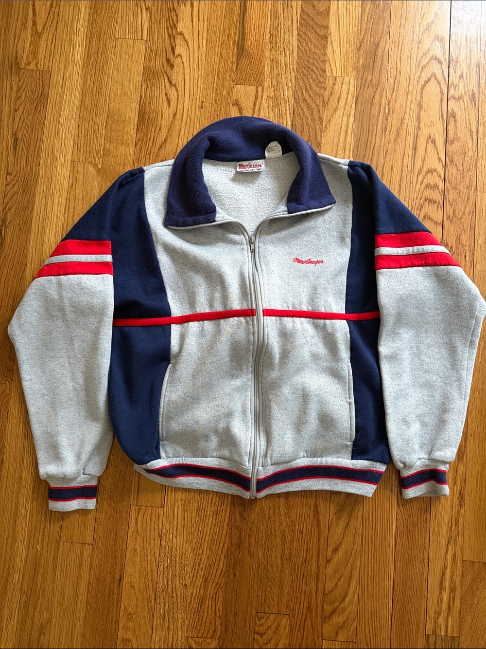 Vintage McGregor Navy & Light Gray with Red Trim, Zip-Up Sweatshirt
